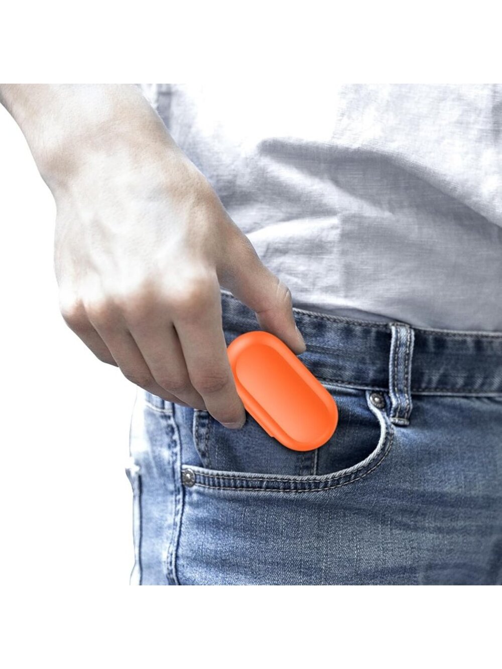 Wireless Orange Earbuds Bluetooth 5.3 Deep Bass Sound Built in Mics Clear Calls - Picture 7 of 7